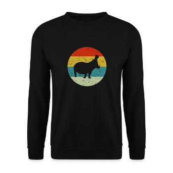 Retro Vintage Nilpferd - Unisex Pullover - Schwarz - Vorne - Alina (178cm) & Michal (187cm)