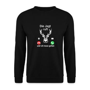 Jäger Die Jagt Ruft - Unisex Pullover - Schwarz - Vorne - Alina (178cm) & Michal (187cm)