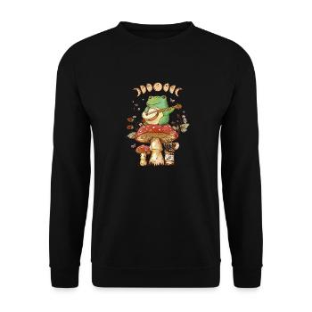 Cottagecore Aesthetic Frog avec Banjo Mushroom Art - Sweat-shirt Unisexe - noir - Devant - Alina (178cm) & Michal (187cm)