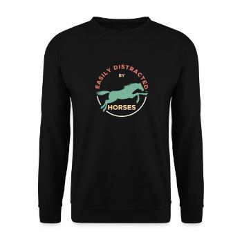 Facilement distrait par les chevaux Cavaliers Chevaux - Sweat-shirt Unisexe - noir - Devant - Alina (178cm) & Michal (187cm)