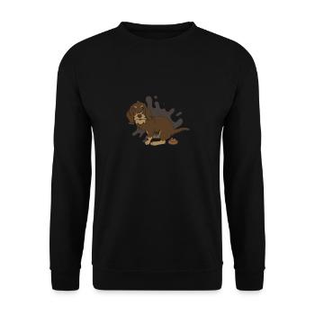 Rauhaardackel kackt Kackhaufen - Unisex Pullover - Schwarz - Vorne - Alina (178cm) & Michal (187cm)