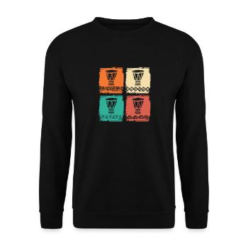 Instrument Africain Rétro Djembé & Dunun - Sweat-shirt Unisexe - noir - Devant - Alina (178cm) & Michal (187cm)