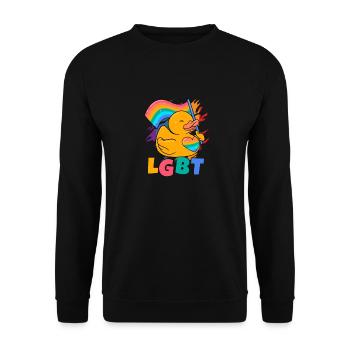 LGBT Bath Duckie Gay Pride Human Rights Lesbian Ru - Unisex Pullover - Schwarz - Vorne - Alina (178cm) & Michal (187cm)