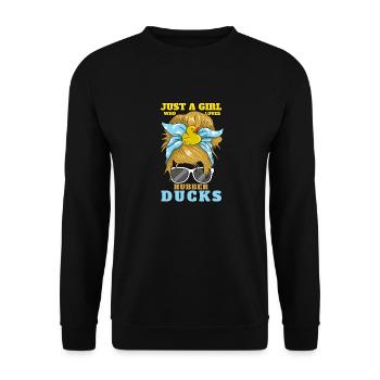 Women Bath Duckie Just A Girl Who Loves Rubber Duc - Unisex Sweatshirt - black - Front - Alina (178cm) & Michal (187cm)