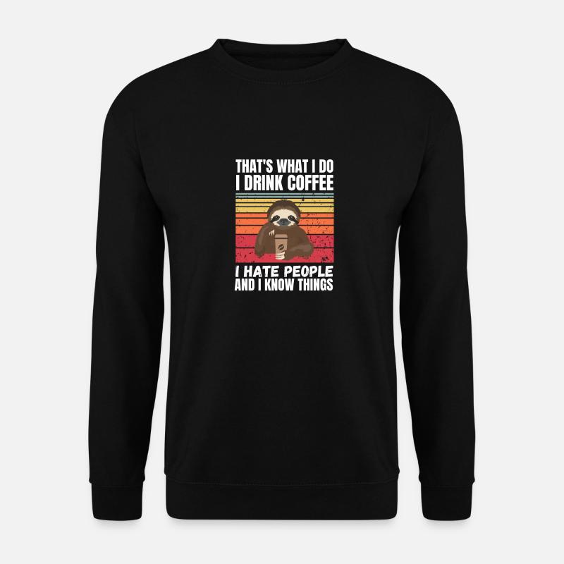 Faultier I Hate People Retro - Unisex Pullover - Schwarz