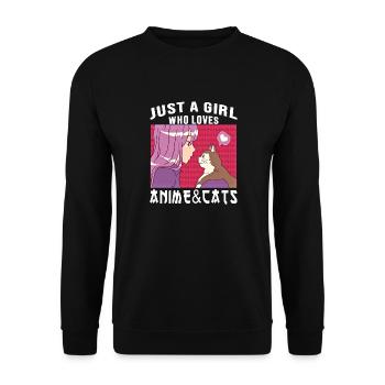 Juste une fille qui aime Anime et Cats Anime Merch - Sweat-shirt Unisexe - noir - Devant - Alina (178cm) & Michal (187cm)