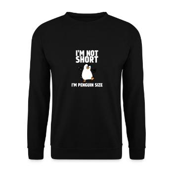 Ich bin nicht klein, ich bin Pinguingröße - Unisex Pullover - Schwarz - Vorne - Alina (178cm) & Michal (187cm)