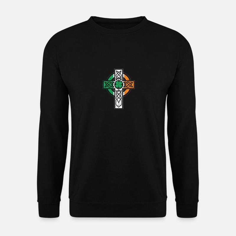 Irischer Keltischer Knoten Christliches Kreuz - Unisex Pullover - Schwarz
