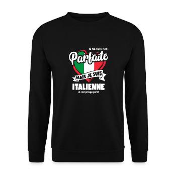 Je ne suis pas parfaite mais italienne humour ital - Sweat-shirt Unisexe - noir - Devant - Alina (178cm) & Michal (187cm)
