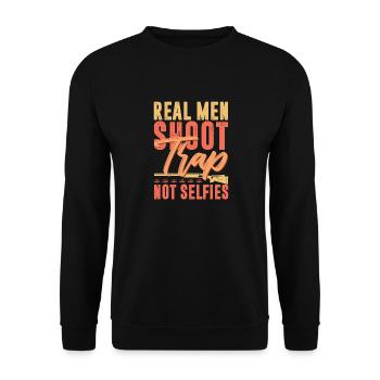 Real Men Shoot Not Selfies Clay Skeet Shooting - Unisex Pullover - Schwarz - Vorne - Alina (178cm) & Michal (187cm)