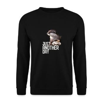 Funny Otter T-shirt - Just Another Day for Otter - Unisex Sweatshirt - black - Front - Alina (178cm) & Michal (187cm)