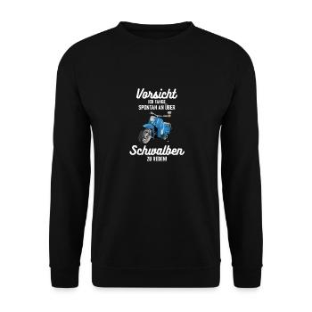 Vorsicht Ich rede über KR51 Schwalben DDR Moped - Unisex Pullover - Schwarz - Vorne - Alina (178cm) & Michal (187cm)