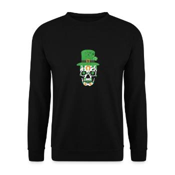 St. Patrick's Day Skull Irish shamrock - Unisex Sweatshirt - black - Front - Alina (178cm) & Michal (187cm)