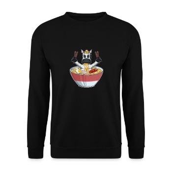 Kawaii Zebra Japanese Ramen Noodles I Otaku Anime - Unisex Sweatshirt - black - Front - Alina (178cm) & Michal (187cm)