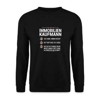 Immobilienkaufmann Beruf meine eigenen Paragraphen - Unisex Pullover - Schwarz - Vorne - Alina (178cm) & Michal (187cm)