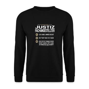 Justizfachangestellter Beruf eigene Paragraphen - Unisex Pullover - Schwarz - Vorne - Alina (178cm) & Michal (187cm)