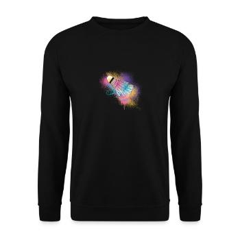 Schläger Ball Sport Buntes Badminton Federball - Unisex Pullover - Schwarz - Vorne - Alina (178cm) & Michal (187cm)