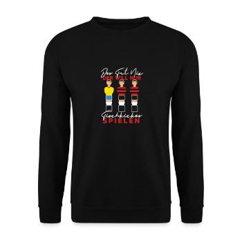 Der Tut Nix Der Will Nur Tischkicker Spielen - Unisex Pullover - Schwarz - Vorne - Alina (178cm) & Michal (187cm)