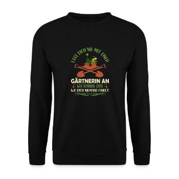 Garten Humor Gärtner Rente - Unisex Pullover - Schwarz - Vorne - Alina (178cm) & Michal (187cm)