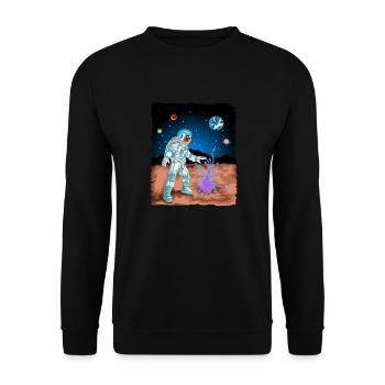 astronaut on mars - Unisex Sweatshirt - black - Front - Alina (178cm) & Michal (187cm)