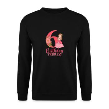 Birthday princess turns six years old - Unisex Sweatshirt - black - Front - Alina (178cm) & Michal (187cm)