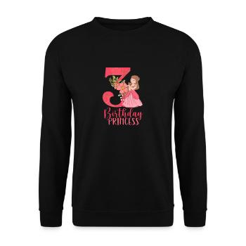 Birthday princess turns three years old - Unisex Sweatshirt - black - Front - Alina (178cm) & Michal (187cm)