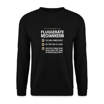 Fluggerätemechanikerin Beruf eigenen Paragraphen - Unisex Pullover - Schwarz - Vorne - Alina (178cm) & Michal (187cm)