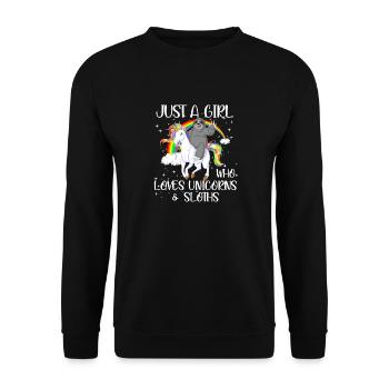 just a girl who loves unicorns and sloths - Unisex Sweatshirt - black - Front - Alina (178cm) & Michal (187cm)