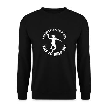 Handball Mädchen Handballerin Frauenhandball Damen - Unisex Pullover - Schwarz - Vorne - Alina (178cm) & Michal (187cm)