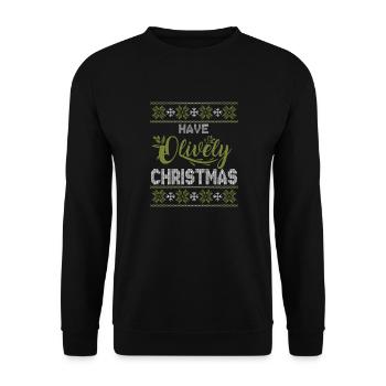 Olive Olive Arbre Huile d’olive Noël - Sweat-shirt Unisexe - noir - Devant - Alina (178cm) & Michal (187cm)