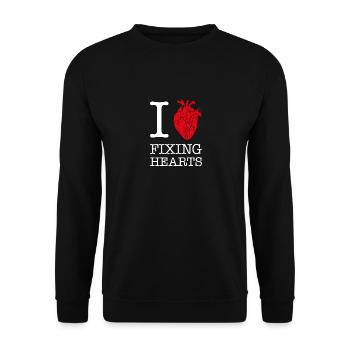 J’aime réparer les cœurs - Cardiologue chirurgien cardiaque - Sweat-shirt Unisexe - noir - Devant - Alina (178cm) & Michal (187cm)