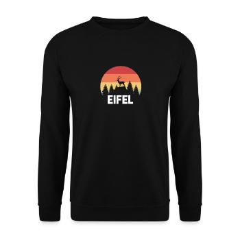 Eifel Natur Heimat Hirsch Wald Retro Gift - Unisex Sweatshirt - black - Front - Alina (178cm) & Michal (187cm)