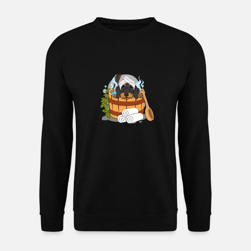 Rauhaardackel Sauna Wellness - Unisex Pullover - Schwarz