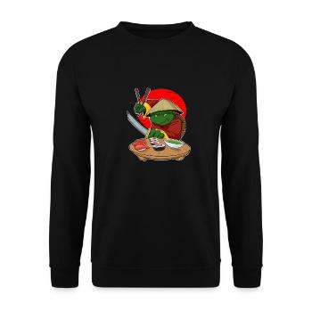 Samurai Sushi Turtle Japanese Food I Maki Lover - Unisex Pullover - Schwarz - Vorne - Alina (178cm) & Michal (187cm)