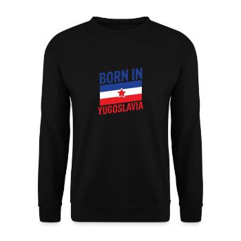 Born In Yugoslavia USA - Unisex Pullover - Schwarz - Vorne - Alina (178cm) & Michal (187cm)