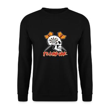 Fléchettes disant C’est un jeu d’ avec flèche de fléchette - Sweat-shirt Unisexe - noir - Devant - Alina (178cm) & Michal (187cm)