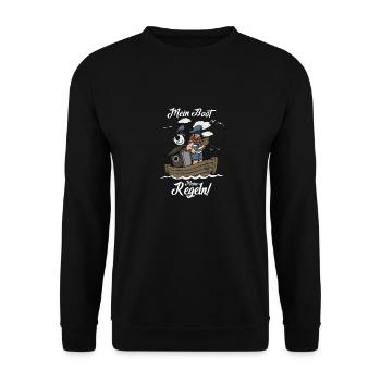 Mein Boot meine Regeln Bootsfahrer Shirt - Unisex Pullover - Schwarz - Vorne - Alina (178cm) & Michal (187cm)