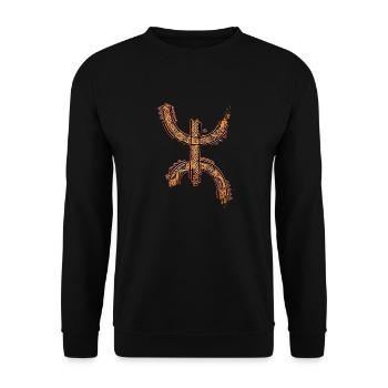Z IMAZIGHEN TIFINAGH MOTIFS POTERIE KABYLE - Sweat-shirt Unisexe - noir - Devant - Alina (178cm) & Michal (187cm)
