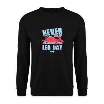 Leg Day Workout Meme - Unisex Pullover - Schwarz - Vorne - Alina (178cm) & Michal (187cm)
