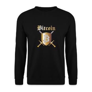 Bitcoin Logo Crypto Épée et Bouclier Médiévaux - Sweat-shirt Unisexe - noir - Devant - Alina (178cm) & Michal (187cm)