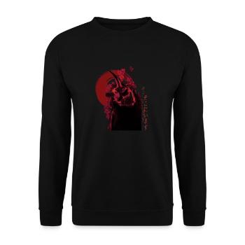 Japanese Oni Mask Demon Hannya Oger - Unisex Sweatshirt - black - Front - Alina (178cm) & Michal (187cm)