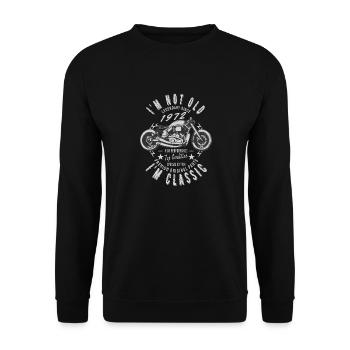 Je ne suis pas vieux, je suis classique. Légendaire depuis 1972. - Sweat-shirt Unisexe - noir - Devant - Alina (178cm) & Michal (187cm)