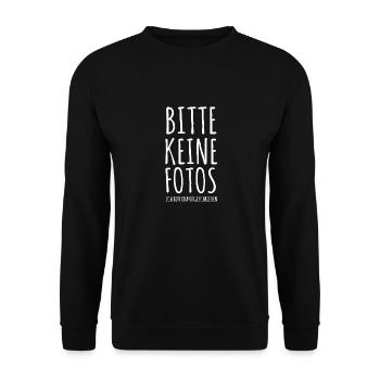 Keine Fotos Ich Bin Krankgeschrieben Festival Büro - Unisex Pullover - Schwarz - Vorne - Alina (178cm) & Michal (187cm)