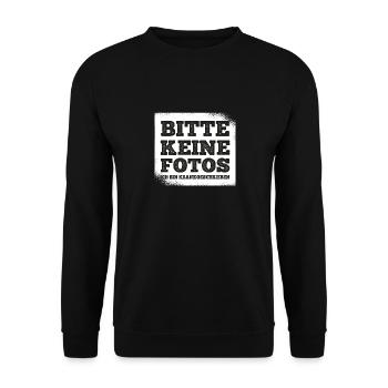 Keine Fotos Ich Bin Krankgeschrieben Festival Büro - Unisex Pullover - Schwarz - Vorne - Alina (178cm) & Michal (187cm)