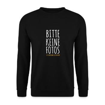 Keine Fotos Ich Bin Krankgeschrieben Festival Büro - Unisex Pullover - Schwarz - Vorne - Alina (178cm) & Michal (187cm)