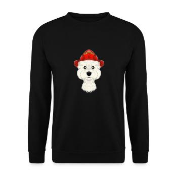 Firefighter West Highland Terrier Canine I - Unisex Pullover - Schwarz - Vorne - Alina (178cm) & Michal (187cm)
