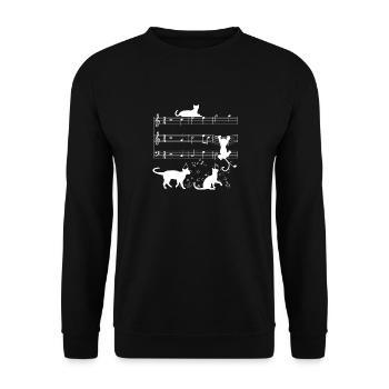 Cute cats kittens musical note clef - Unisex Pullover - Schwarz - Vorne - Alina (178cm) & Michal (187cm)