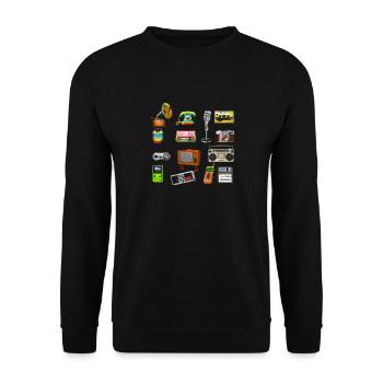 Enregistreur à cassette vinyle rétro des années 80 - Sweat-shirt Unisexe - noir - Devant - Alina (178cm) & Michal (187cm)