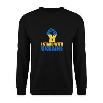 Je soutiens l’Ukraine Je suis aux côtés de l’Ukraine - Sweat-shirt Unisexe - noir - Devant - Alina (178cm) & Michal (187cm)
