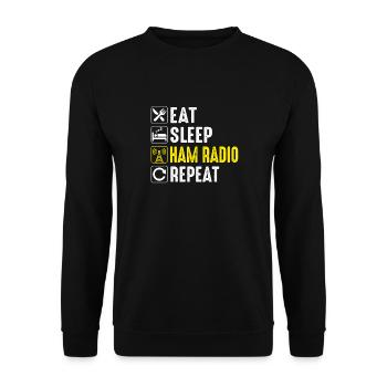 Eat Sleep Ham Radio Repeat ham radio, amateur radi - Unisex Pullover - Schwarz - Vorne - Alina (178cm) & Michal (187cm)